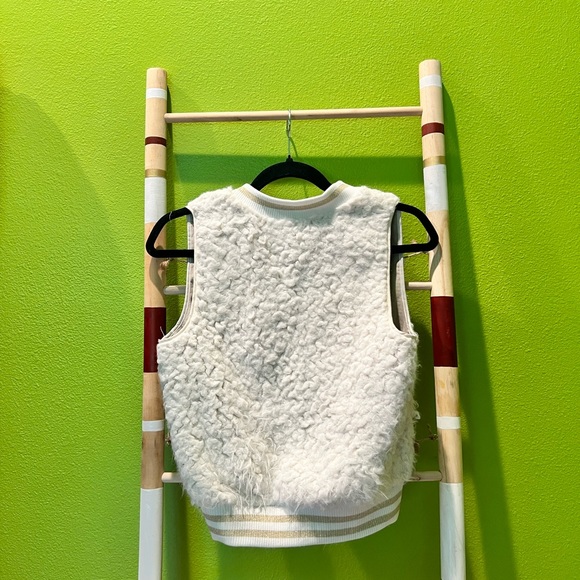 White Soft Fur Vest With Gold Collar - Picture 2 of 2